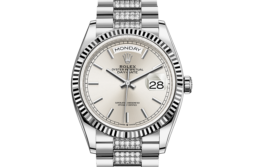 rolex day date silver dial